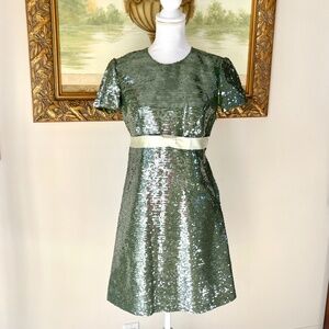 Burberry Vintage Green Cocktail Sequined Dress Size IT 40